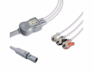 Compatible 3-lead One-Piece ECG Cable with Grabber/Pinch end (comparable to CASMed 01-02-0350) AHA Reusable, Limb Lead, 2.5m+0.9m, Respiratory Rate SKU: EC-3048G-A