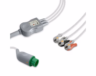 Compatible 3-lead One-Piece ECG Cable with Grabber/Pinch end (for use with Mennen Medical) AHA Reusable, Limb Lead, 2.5m+0.9m, Defib-Proof (with Resist) SKU: EC-3051RG-A