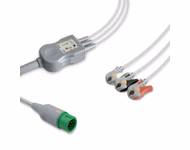 Compatible 3-lead One-Piece ECG Cable with Grabber/Pinch end (comparable to Comen 040-000908-00) AHA Reusable, Limb Lead, 2.5m+0.9m, Defib-Proof (with Resist) SKU: EC-3057RG-A