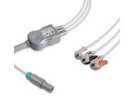 Compatible 3-lead One-Piece ECG Cable with Grabber/Pinch end (for use with Sonoscape) AHA Reusable, Limb Lead, 2.5m+0.9m, Respiratory Rate SKU: EC-3062G-A