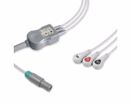 Compatible 3-lead One-Piece ECG Cable with Snap end (for use with Sonoscape) AHA Reusable, Limb Lead, 2.5m+0.9m, Respiratory Rate SKU: EC-3062S-A