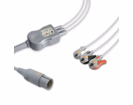 Compatible 3-lead One-Piece ECG Cable with Grabber/Pinch end (for use with COMBIOMED) AHA Reusable, Limb Lead, 2.5m+0.9m, Respiratory Rate SKU: EC-3063G-A