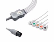 Compatible 5-lead One-Piece ECG Cable with Snap end (comparable to Edan 01.57.471096-11) AHA Reusable, Limb + Chest Lead, 2.5m+0.9m, Defib-Proof (with Resist) SKU: EC-5002RS-A