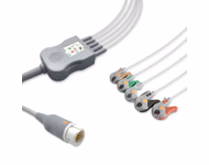 Compatible 5-lead One-Piece ECG Cable with Grabber/Pinch end (comparable to Philips 989803143201) AHA Reusable, Limb + Chest Lead, 2.5m+0.9m, Defib-Proof (with Resist) SKU: EC-5005RG-A