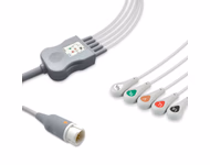 Compatible 5-lead One-Piece ECG Cable with Snap end (comparable to Philips M1977A) AHA Reusable, Limb + Chest Lead, 2.5m+0.9m, Defib-Proof (with Resist) SKU: EC-5005RS-A