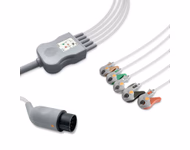 Compatible 5-lead One-Piece ECG Cable with Grabber/Pinch end (comparable to Nihon Kohden K352B) AHA Reusable, Limb + Chest Lead, 2.5m+0.9m, Defib-Proof (with Resist) SKU: EC-5011RG-A