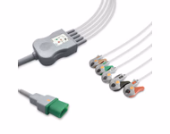 Compatible 5-lead One-Piece ECG Cable with Grabber/Pinch end (for use with Datascope) AHA Reusable, Limb + Chest Lead, 2.5m+0.9m, Defib-Proof (with Resist) SKU: EC-5018RG-A