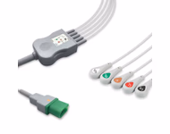 Compatible 5-lead One-Piece ECG Cable with Snap end (comparable to Mindray 0012-00-1156-01) AHA Reusable, Limb + Chest Lead, 2.5m+0.9m, Defib-Proof (with Resist) SKU: EC-5018RS-A