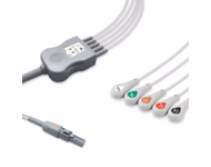 Compatible 5-lead One-Piece ECG Cable with Snap end (comparable to Welch Allyn 008-0879-00) AHA Reusable, Limb + Chest Lead, 2.5m+0.9m, Defib-Proof (with Resist) SKU: EC-5020RS-A