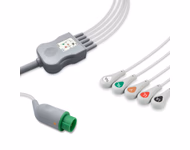 Compatible 5-lead One-Piece ECG Cable with Snap end (comparable to Fukuda Denshi CI-700E-5) AHA Reusable, Limb + Chest Lead, 2.5m+0.9m, Defib-Proof (with Resist) SKU: EC-5031RS-A