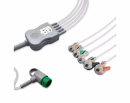 Compatible 5-lead One-Piece ECG Cable with Grabber/Pinch end (for use with Medtronic) AHA Reusable, Limb + Chest Lead, 2.5m+0.9m, Defib-Proof (with Resist) SKU: EC-5039RG-A