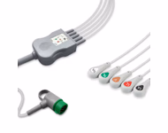Compatible 5-lead One-Piece ECG Cable with Snap end (comparable to Physio-Control 11110-000066) AHA Reusable, Limb + Chest Lead, 2.5m+0.9m, Defib-Proof (with Resist) SKU: EC-5039RS-A