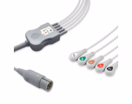 Compatible 5-lead One-Piece ECG Cable with Snap end (for use with M&B) AHA Reusable, Limb + Chest Lead, 2.5m+0.9m, Respiratory Rate SKU: EC-5043S-A