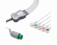 Compatible 5-lead One-Piece ECG Cable with Snap end (for use with Bexen Cardio) AHA Reusable, Limb + Chest Lead, 2.5m+0.9m, Respiratory Rate SKU: EC-5060S-A