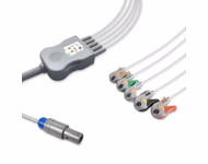 Compatible 5-lead One-Piece ECG Cable with Grabber/Pinch end (for use with Innomed) AHA Reusable, Limb + Chest Lead, 2.5m+0.9m, Defib-Proof (with Resist) SKU: EC-5061RG-A