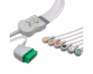 Compatible 6-lead One-Piece ECG Cable with Snap end (for use with Nihon Kohden) AHA Reusable, Limb + Chest Lead, 2.5m+0.9m, Respiratory Rate SKU: EC-6013S-A
