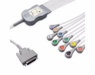 Compatible 10-lead Diagnostic(EKG) One-Piece ECG Cable with Snap end (comparable to Nihon Kohden 4.0m) AHA Reusable, Limb + Chest Lead, 4.0m+mixed 0.9m/1.2m, Respiratory Rate SKU: EKC10(40)-NKB-S-A