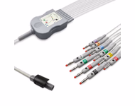 Compatible 10-lead Diagnostic(EKG) One-Piece ECG Cable with 4mm Banana end (comparable to Welch Allyn RE-PC-AHA-BAN) AHA Reusable, Limb + Chest Lead, 0.6m+mixed 0.8m/1.2m, Defib-Proof (with Resist) SKU: EKC10R(06)-WA-B-A