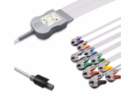 Compatible 10-lead Diagnostic(EKG) One-Piece ECG Cable with Grabber/Pinch end (for use with Welch Allyn) AHA Reusable, Limb + Chest Lead, 0.6m+mixed 0.8m/1.2m, Defib-Proof (with Resist) SKU: EKC10R(06)-WA-G-A