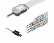 Compatible 10-lead Diagnostic(EKG) One-Piece ECG Cable with 3mm Needle end (for use with Welch Allyn) AHA Reusable, Limb + Chest Lead, 0.6m+mixed 0.8m/1.2m, Defib-Proof (with Resist) SKU: EKC10R(06)-WA-N-A