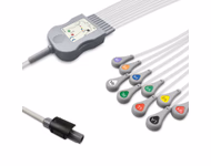Compatible 10-lead Diagnostic(EKG) One-Piece ECG Cable with Snap end (for use with Welch Allyn) AHA Reusable, Limb + Chest Lead, 0.6m+mixed 0.9m/1.2m, Defib-Proof (with Resist) SKU: EKC10R(06)-WA-S-A
