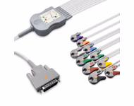 Compatible 10-lead Diagnostic(EKG) One-Piece ECG Cable with Grabber/Pinch end (comparable to Edan MS1R-107584-A0) AHA Reusable, Limb + Chest Lead, 2.2m+mixed 0.8m/1.2m, Defib-Proof (with Resist) SKU: EKC10R-ED-G-A