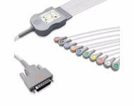 Compatible 10-lead Diagnostic(EKG) One-Piece ECG Cable with Snap end (comparable to Edan MS1R-109851) AHA Reusable, Limb + Chest Lead, 2.2m+mixed 0.9m/1.2m, Defib-Proof (with Resist) SKU: EKC10R-ED-S-A