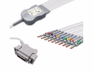 Compatible 10-lead Diagnostic(EKG) One-Piece ECG Cable with 4mm Banana end (for use with Hellige) AHA Reusable, Limb + Chest Lead, 2.2m+mixed 0.8m/1.2m, Defib-Proof (with Resist) SKU: EKC10R-HL-B-A