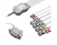 Compatible 10-lead Diagnostic(EKG) One-Piece ECG Cable with Grabber/Pinch end (for use with Hellige) AHA Reusable, Limb + Chest Lead, 2.2m+mixed 0.8m/1.2m, Defib-Proof (with Resist) SKU: EKC10R-HL-G-A