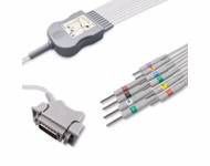 Compatible 10-lead Diagnostic(EKG) One-Piece ECG Cable with 3mm Needle end (for use with Hellige) AHA Reusable, Limb + Chest Lead, 2.2m+mixed 0.8m/1.2m, Defib-Proof (with Resist) SKU: EKC10R-HL-N-A