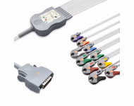 Compatible 10-lead Diagnostic(EKG) One-Piece ECG Cable with Grabber/Pinch end (for use with Mortara) AHA Reusable, Limb + Chest Lead, 2.2m+mixed 0.8m/1.2m, Defib-Proof (with Resist) SKU: EKC10R-MT-G-A