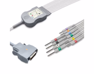 Compatible 10-lead Diagnostic(EKG) One-Piece ECG Cable with 3mm Needle end (for use with Mortara) AHA Reusable, Limb + Chest Lead, 2.2m+mixed 0.8m/1.2m, Defib-Proof (with Resist) SKU: EKC10R-MT-N-A