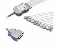Compatible 10-lead Diagnostic(EKG) One-Piece ECG Cable with Snap end (for use with Mortara) AHA Reusable, Limb + Chest Lead, 2.2m+mixed 0.9m/1.2m, Defib-Proof (with Resist) SKU: EKC10R-MT-S-A