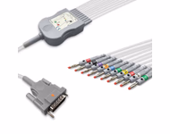 Compatible 10-lead Diagnostic(EKG) One-Piece ECG Cable with 4mm Banana end (comparable to Schiller 2.400095) AHA Reusable, Limb + Chest Lead, 2.2m+mixed 0.8m/1.2m, Defib-Proof (with Resist) SKU: EKC10R-SHA-B-A
