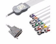 Compatible 10-lead Diagnostic(EKG) One-Piece ECG Cable with Grabber/Pinch end (comparable to Schiller 2.400116E) AHA Reusable, Limb + Chest Lead, 2.2m+mixed 0.8m/1.2m, Defib-Proof (with Resist) SKU: EKC10R-SHA-G-A