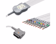 Compatible 10-lead Diagnostic(EKG) One-Piece ECG Cable with 4mm Banana end (comparable to Kenz K131) AHA Reusable, Limb + Chest Lead, 2.2m+mixed 0.8m/1.2m, Respiratory Rate SKU: EKC10-KZB-B-A