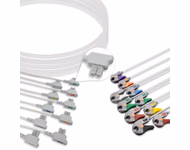 Compatible 10-lead ECG Leadwire with Grabber/Pinch end Individual 0.9m AHA (for use with GE Healthcare) Reusable, Limb + Chest Lead, Lead Type: GE AM4/AM5, Shielded SKU: EKL-MQD10-G-A