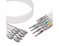 Compatible 10-lead ECG Leadwire with 4mm Banana end Individual 0.8m+1.2m AHA (comparable to GE Healthcare 2016032-001) Reusable, Limb + Chest Lead, Lead Type: GE Multi-Link, Shielded SKU: EKL-MQS10-B-A
