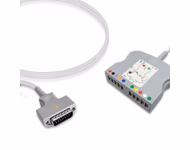 Compatible 10-lead with Defib-Proof (with Resist) Diagnostic(EKG) ECG Trunk Cable AHA (comparable to GE Healthcare 2104723-001) Reusable, Limb + Chest Lead, 2.5m, used with GE Multi-Link Leadwire SKU: EKT10R-MQ-GE-A