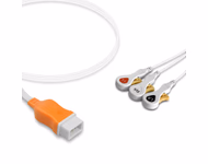 Compatible 3-lead ECG Leadwire with Snap end Molded 1.3m AHA (comparable to Covidien 33103) Disposable, Limb Lead, Lead Type: Covidien/Kendall, Shielded SKU: ELD-CV3-300S-A