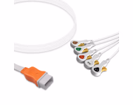 Compatible 5-lead ECG Leadwire with Snap end Molded 1.3m AHA (comparable to Covidien 33105) Disposable, Limb + Chest Lead, Lead Type: Covidien/Kendall, Shielded SKU: ELD-CV5-300S-A
