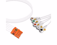 Compatible 5-lead ECG Leadwire with Snap end Molded 0.6m AHA (comparable to Kendall 33133) Disposable, Limb + Chest Lead, Lead Type: Safety Din, Unshielded SKU: ELD-D5-60S-A