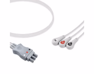 Compatible 3-lead ECG Leadwire with Snap end Molded 0.9m AHA (comparable to Philips M1605A (molded)) Reusable, Limb Lead, Lead Type: AA Twin-Pin, Shielded SKU: EL-AA3-90S-A