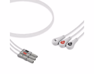 Compatible 3-lead ECG Leadwire with Snap end Individual 0.6m AHA Reusable, Limb Lead, Lead Type: Safety Din, Unshielded SKU: EL-D3-60S-A