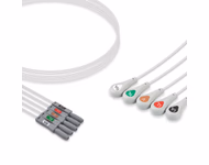Compatible 5-lead ECG Leadwire with Snap end Individual 0.6m AHA Reusable, Limb + Chest Lead, Lead Type: Safety Din, Unshielded SKU: EL-D5-60S-A