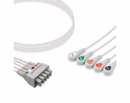 Compatible 5-lead ECG Leadwire with Snap end Individual 0.9m+1.3m AHA (comparable to GE Healthcare 2106381-005) Reusable, Limb + Chest Lead, Lead Type: GE Multi-Link, Shielded SKU: EL-MQS5-90(130)S-A
