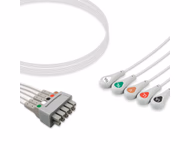 Compatible 5-lead ECG Leadwire with Snap end Individual 0.9m AHA (comparable to GE Healthcare 2106383-001) Reusable, Limb + Chest Lead, Lead Type: GE Multi-Link, Shielded SKU: EL-MQS5-90S-A