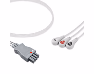 Compatible 3-lead ECG Leadwire with Snap end Molded 0.9m AHA (comparable to Nihon Kohden BR-913PA) Reusable, Limb Lead, Lead Type: Nihon Kohden(BR-9XXP), Shielded SKU: EL-NKB3-90S-A