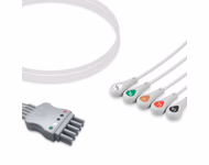 Compatible 5-lead ECG Leadwire with Snap end Molded 0.9m AHA (comparable to Spacelabs 700-0007-08 (OEM is individual leads)) Reusable, Limb + Chest Lead, Lead Type: Spacelabs TruLink, Shielded SKU: EL-SL5-90S-A