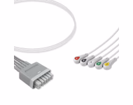 Compatible 5-lead Telemetry ECG Leadwire with Snap end Molded 0.6m IEC (comparable to Mindray 009-004784-00) Reusable, Limb + Chest Lead, Lead Type: Mindray, Shielded SKU: EL-TM5-60S-I